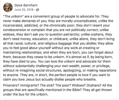 Pastor Dave Barnhart of Alabama explains why Christian extremists focus on fetuses. (Because they don't cost any money or require effort, unlike humans)